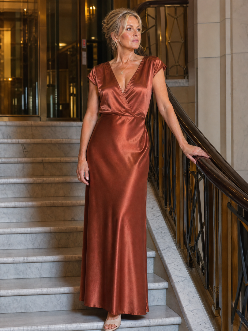 Samouse | Cap Sleeve Wrap Bodice Maxi Dress