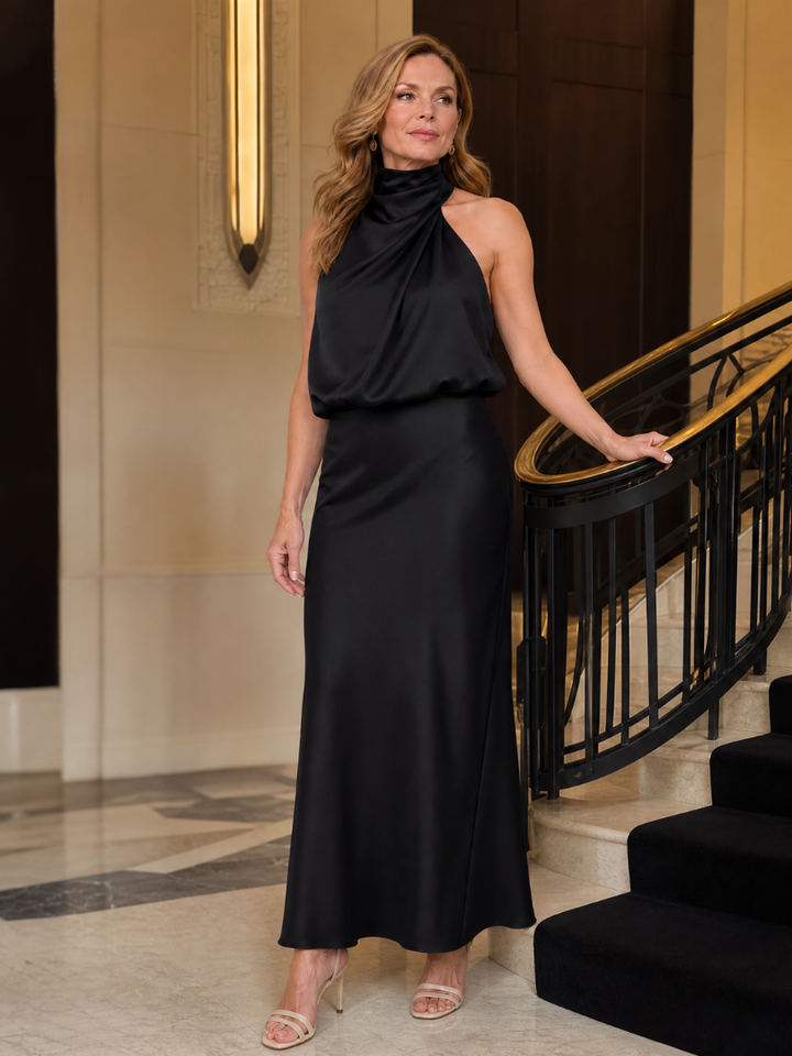 Nopal | Sleeveless Draped Neck Midi Dress