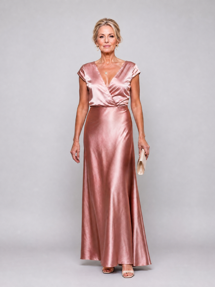 Samouse | Cap Sleeve Wrap Bodice Maxi Dress
