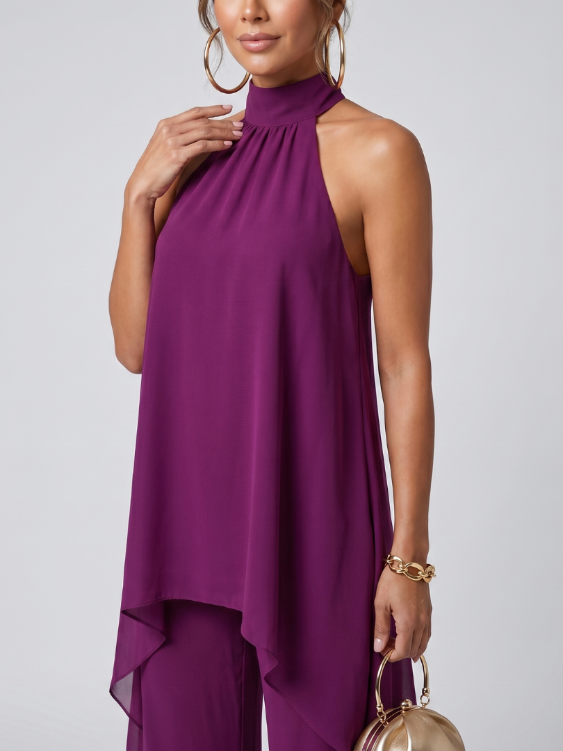 Zareen | Asymmetric Tunic Top Wide Leg Pants Set