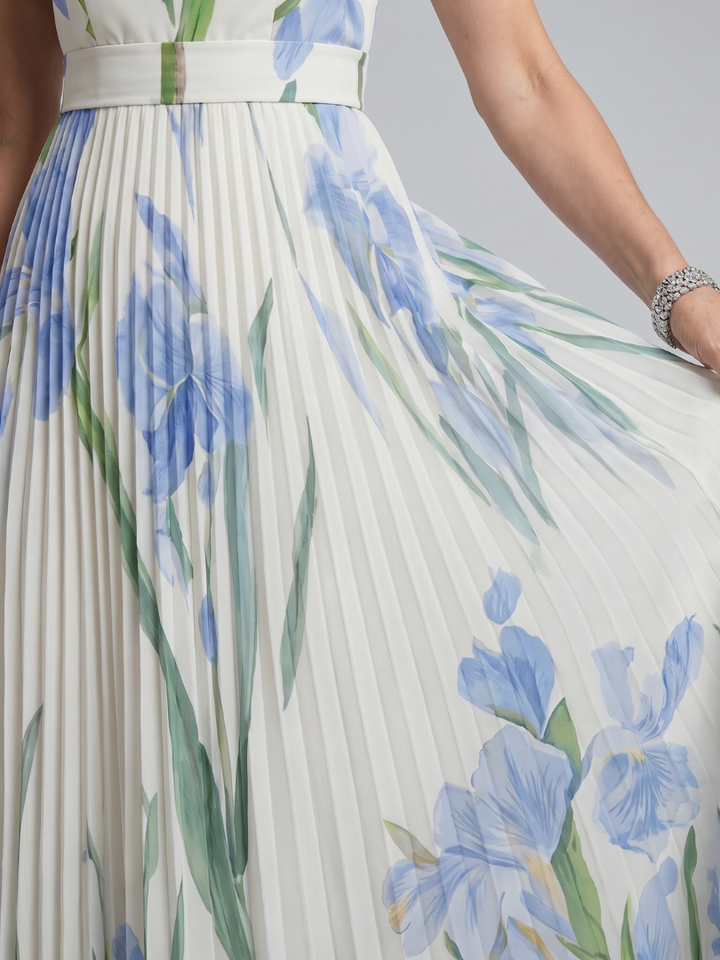 Ophelia | Sleeveless Square Neck Floral Print Midi Dress