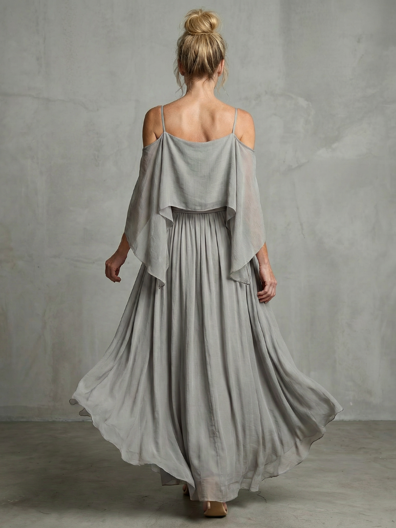 Marisol | Layered Drape Cold Shoulder Top Wide Leg Set