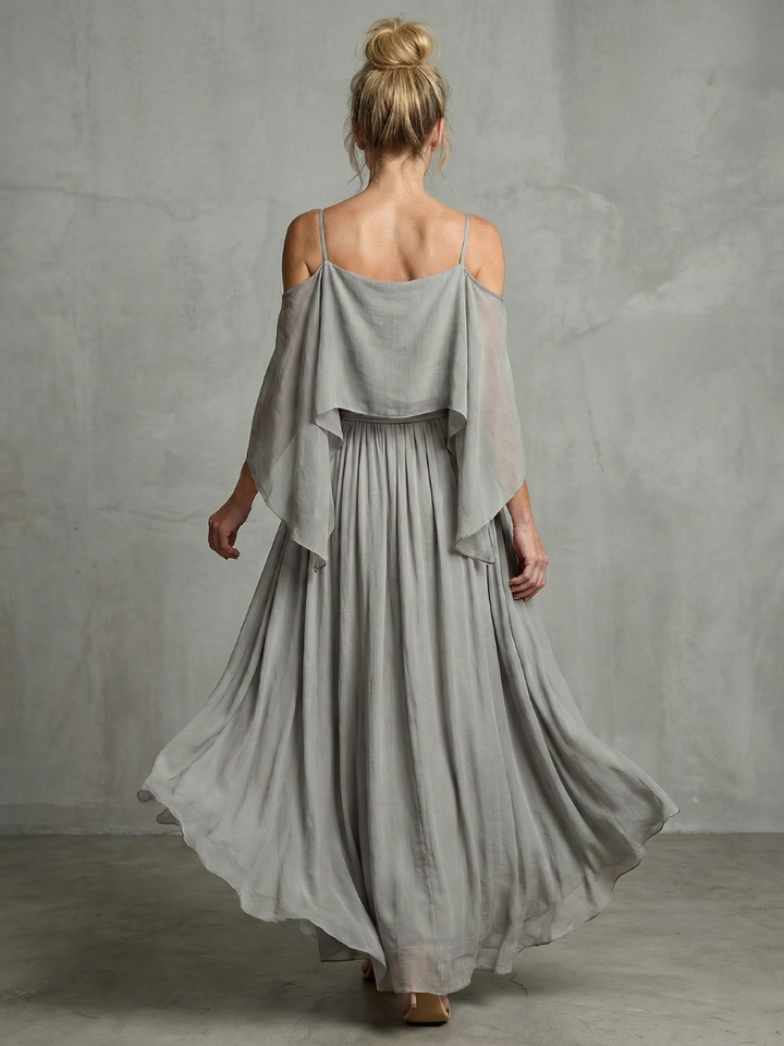 Marisol | Layered Drape Cold Shoulder Top Wide Leg Set