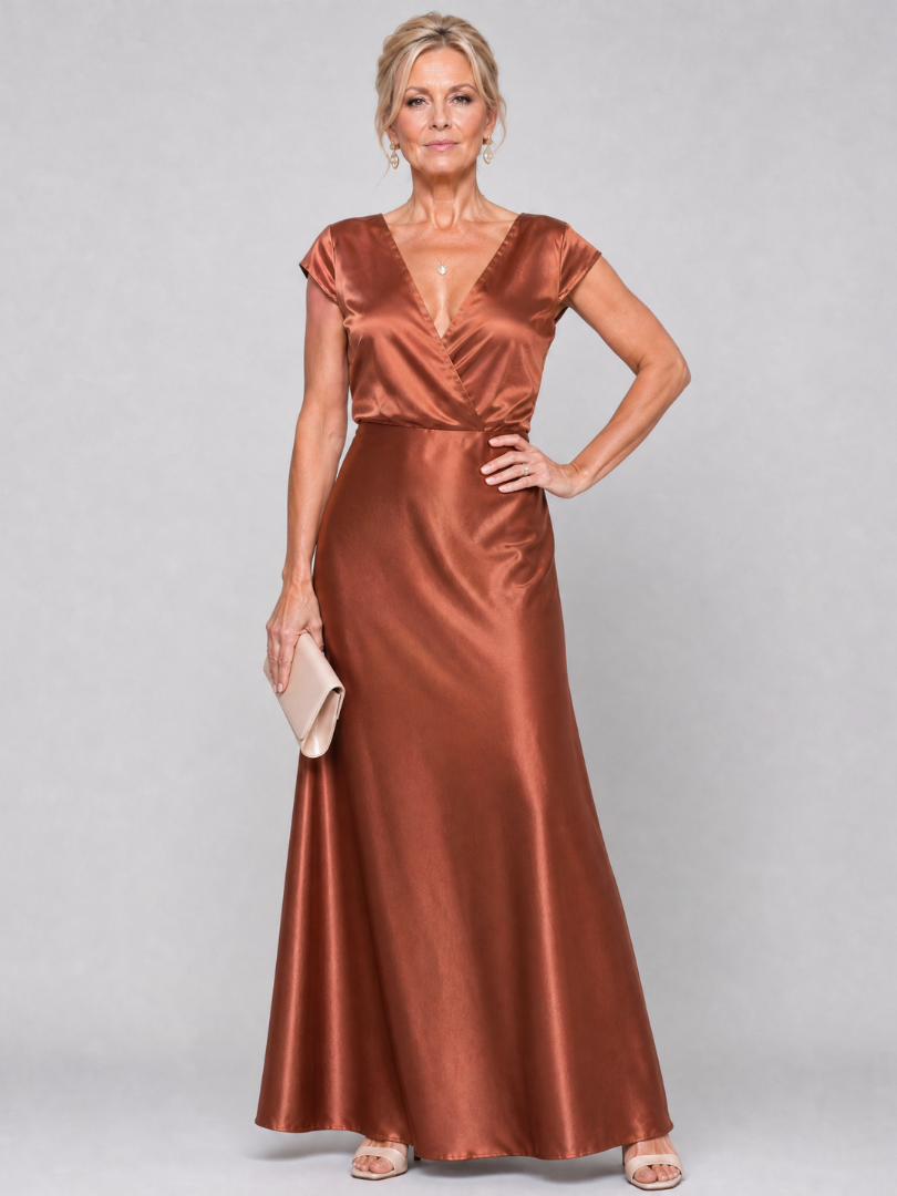 Samouse | Cap Sleeve Wrap Bodice Maxi Dress