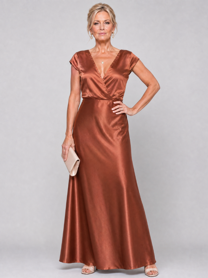 Samouse | Cap Sleeve Wrap Bodice Maxi Dress