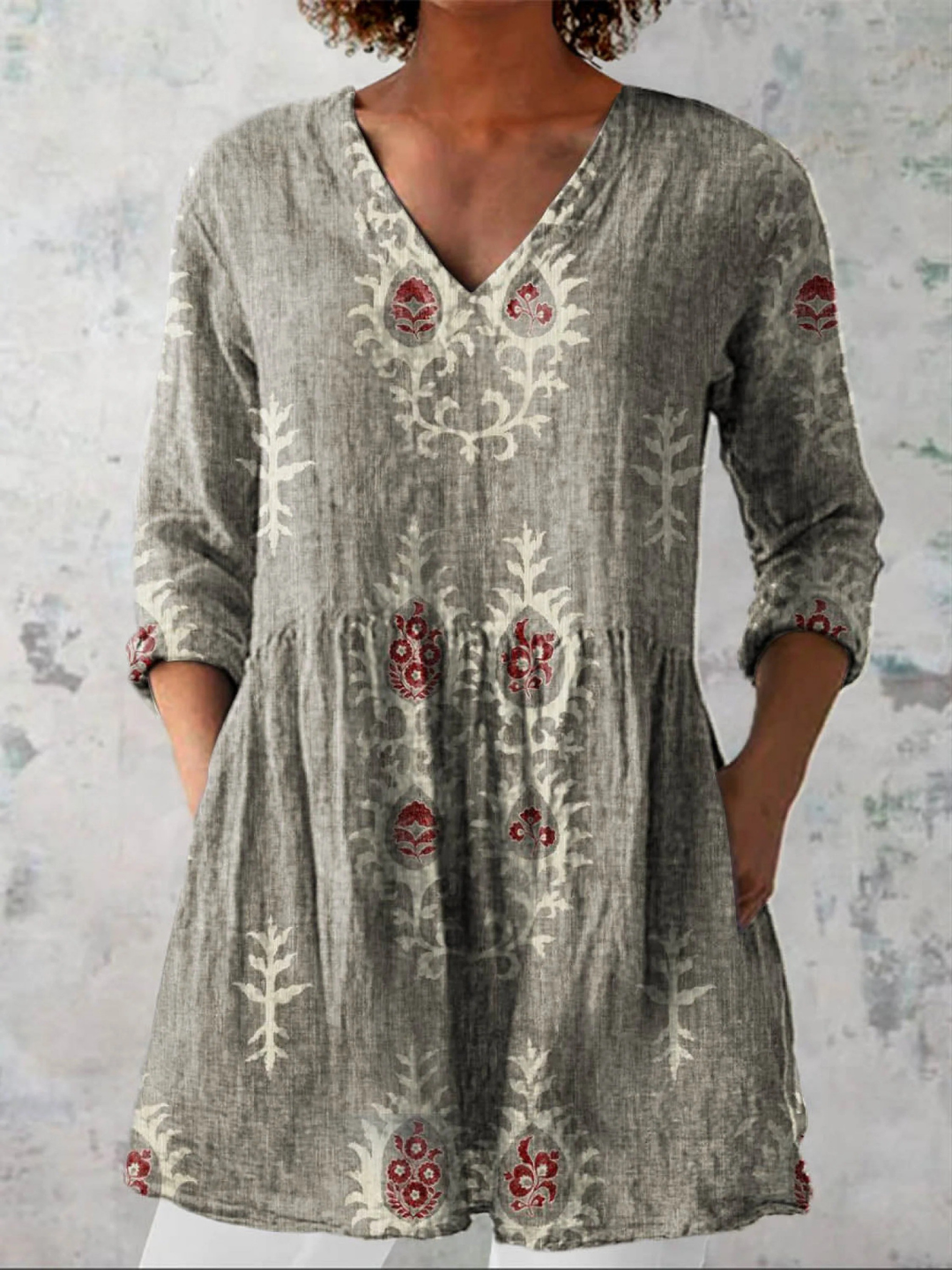 Elise | Long Blouse with V-Neck