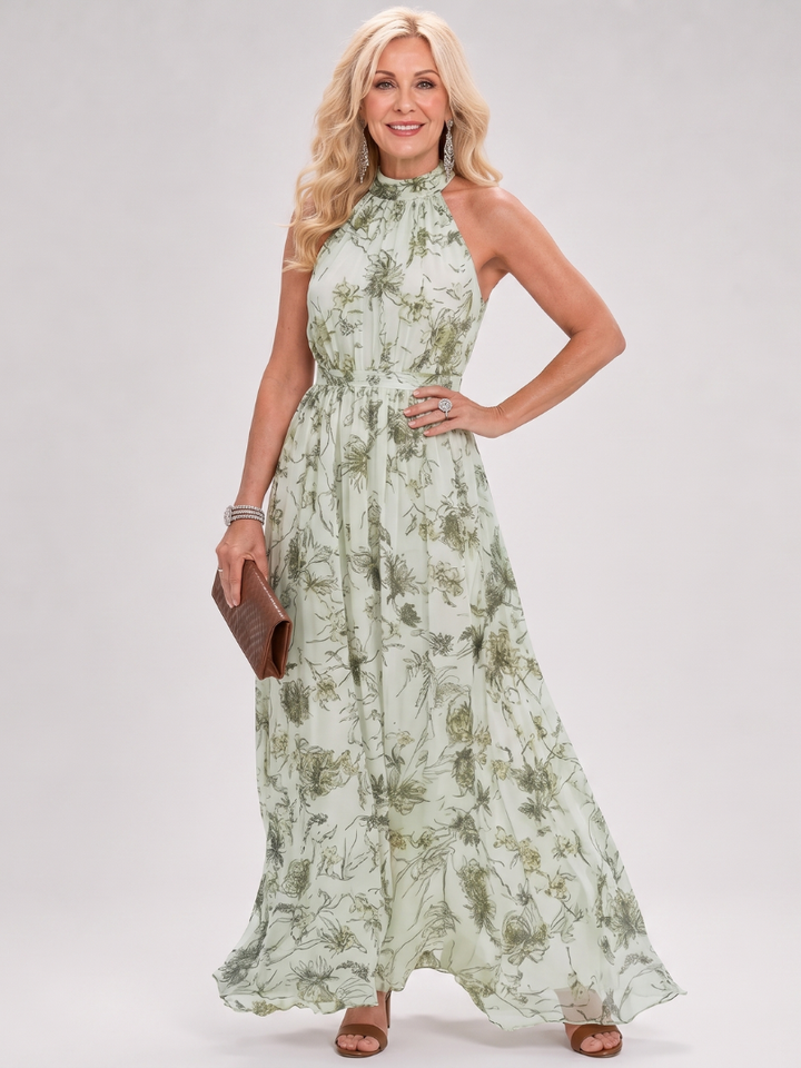 Guinevere | Floral Print Flowing Skirt Midi Dress