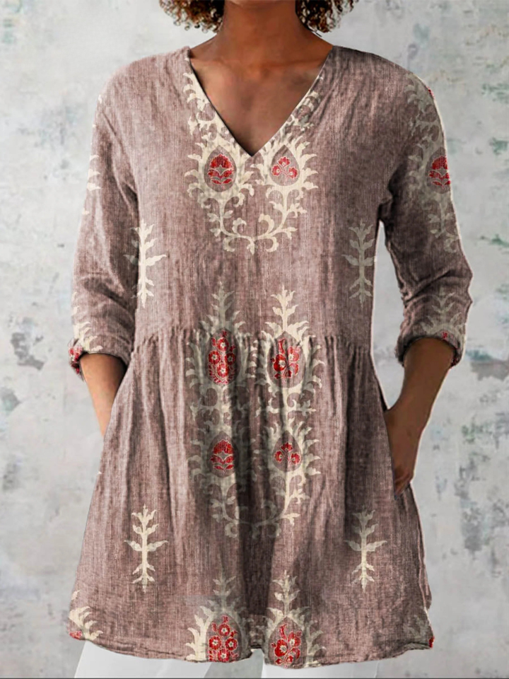 Elise | Long Blouse with V-Neck