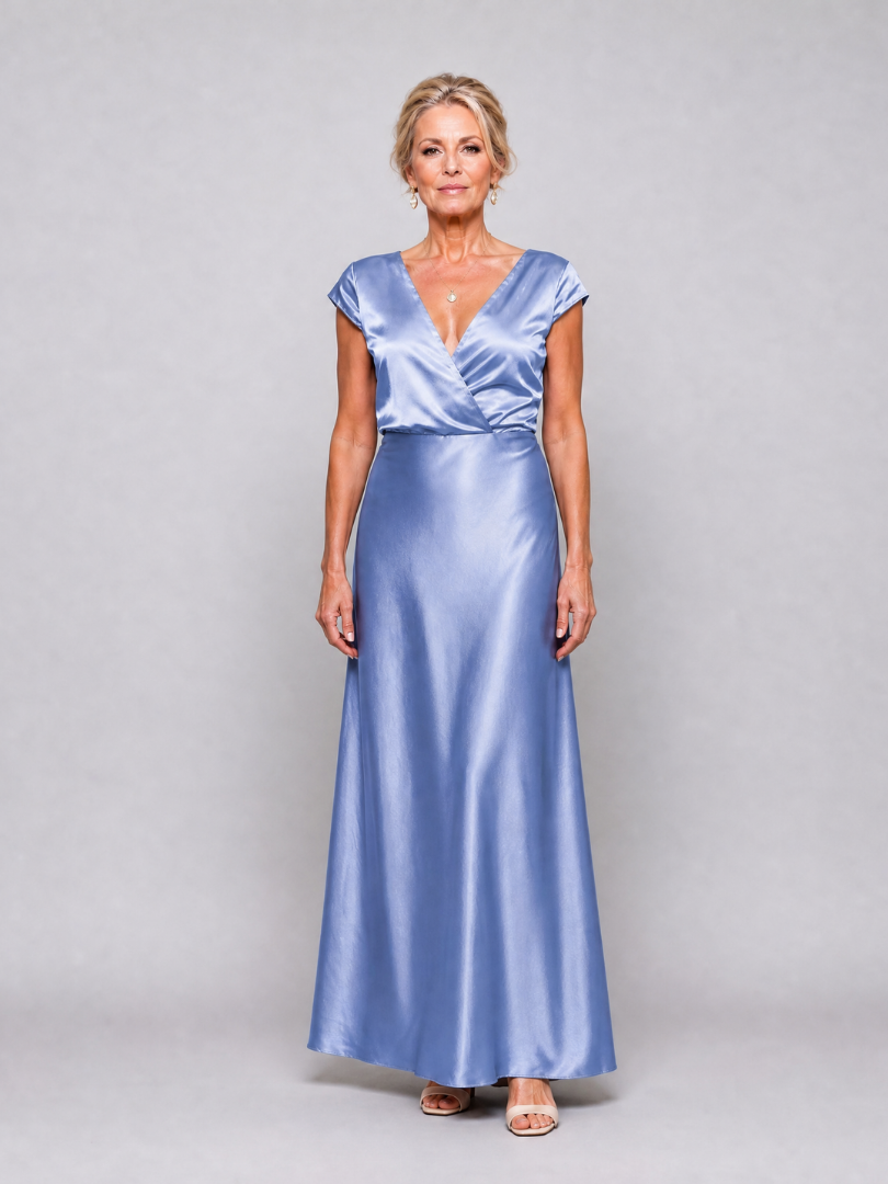 Samouse | Cap Sleeve Wrap Bodice Maxi Dress
