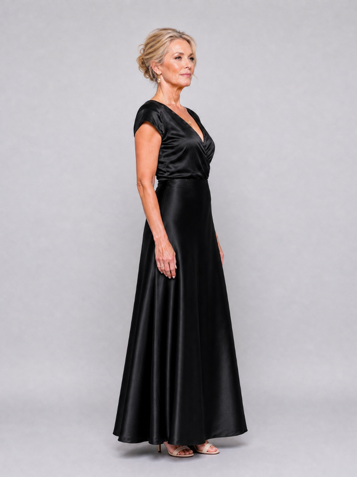 Samouse | Cap Sleeve Wrap Bodice Maxi Dress
