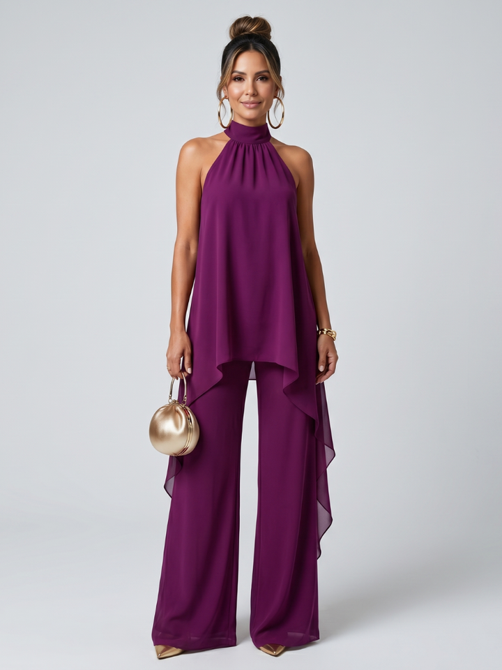Zareen | Asymmetric Tunic Top Wide Leg Pants Set