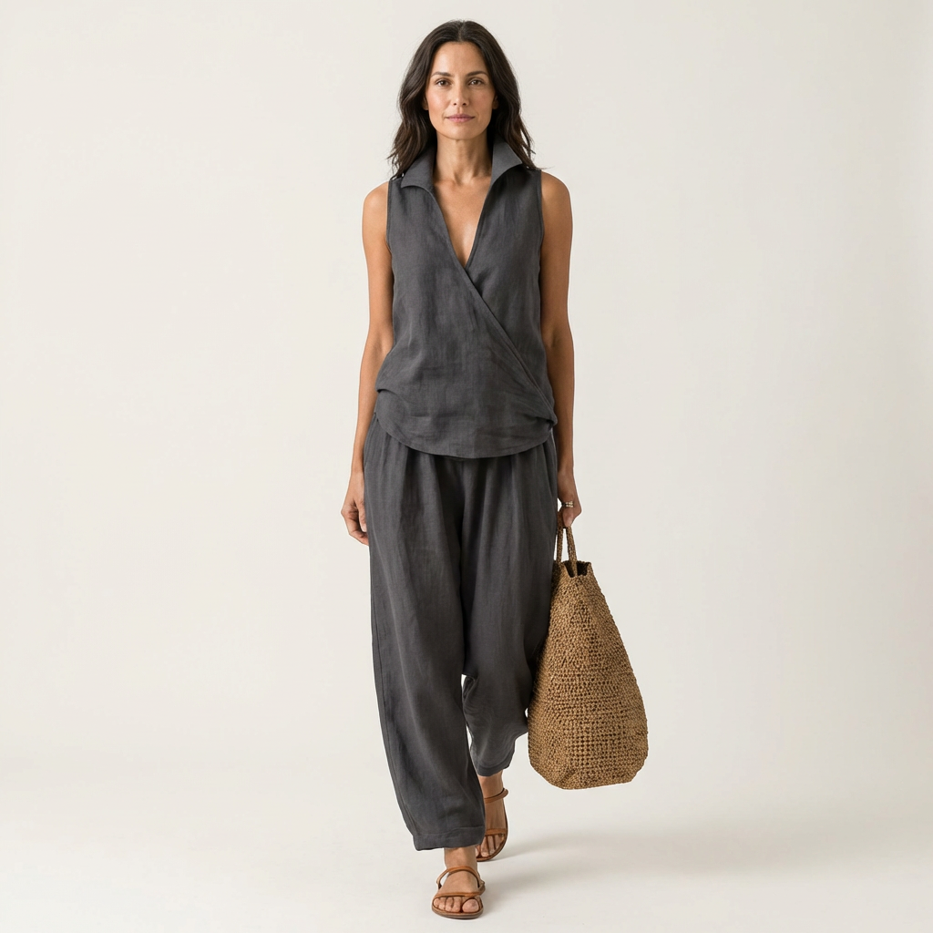 Twiila | Wrap-Top & Wide-Leg Set