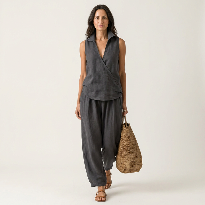 Twiila | Wrap-Top & Wide-Leg Set