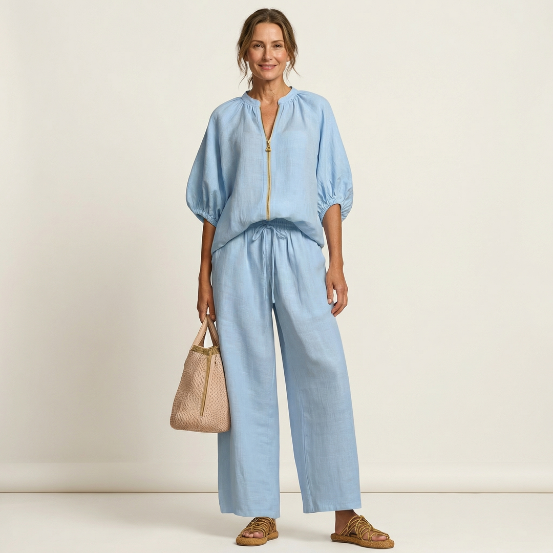 Marlowe | Zipper-Front Puff Sleeve Set