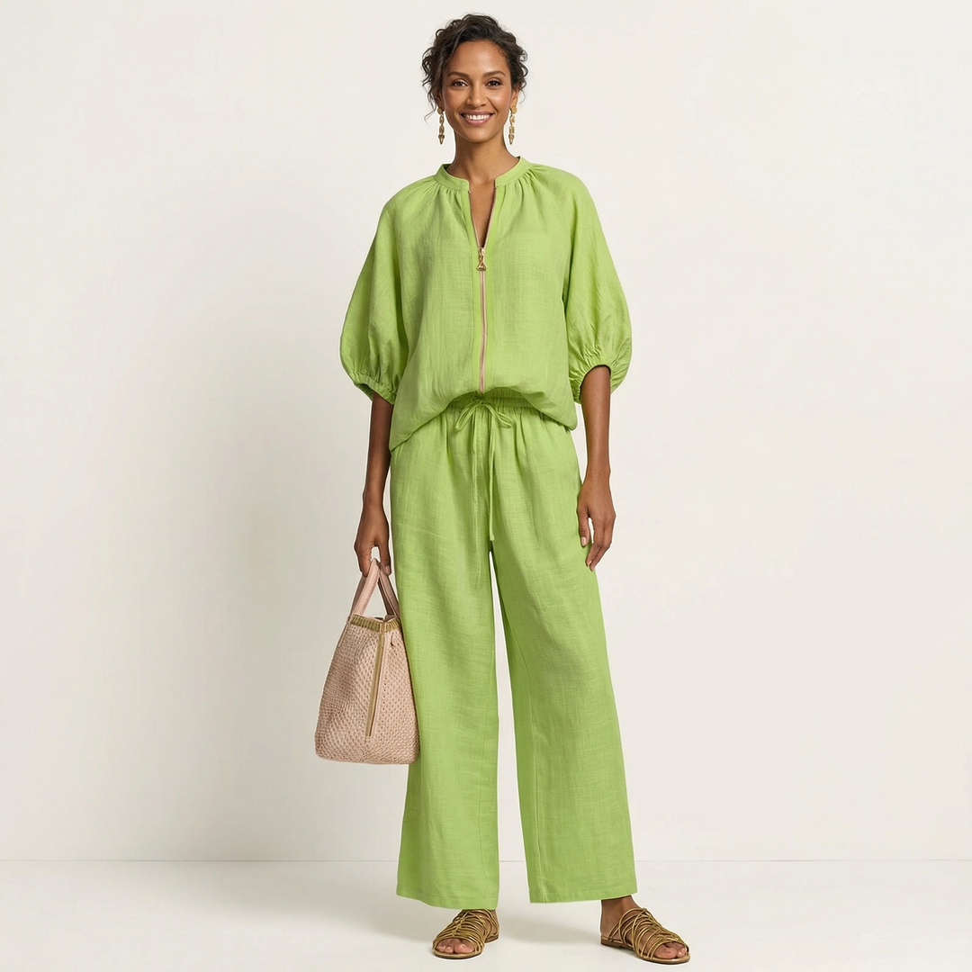 Marlowe | Zipper-Front Puff Sleeve Set