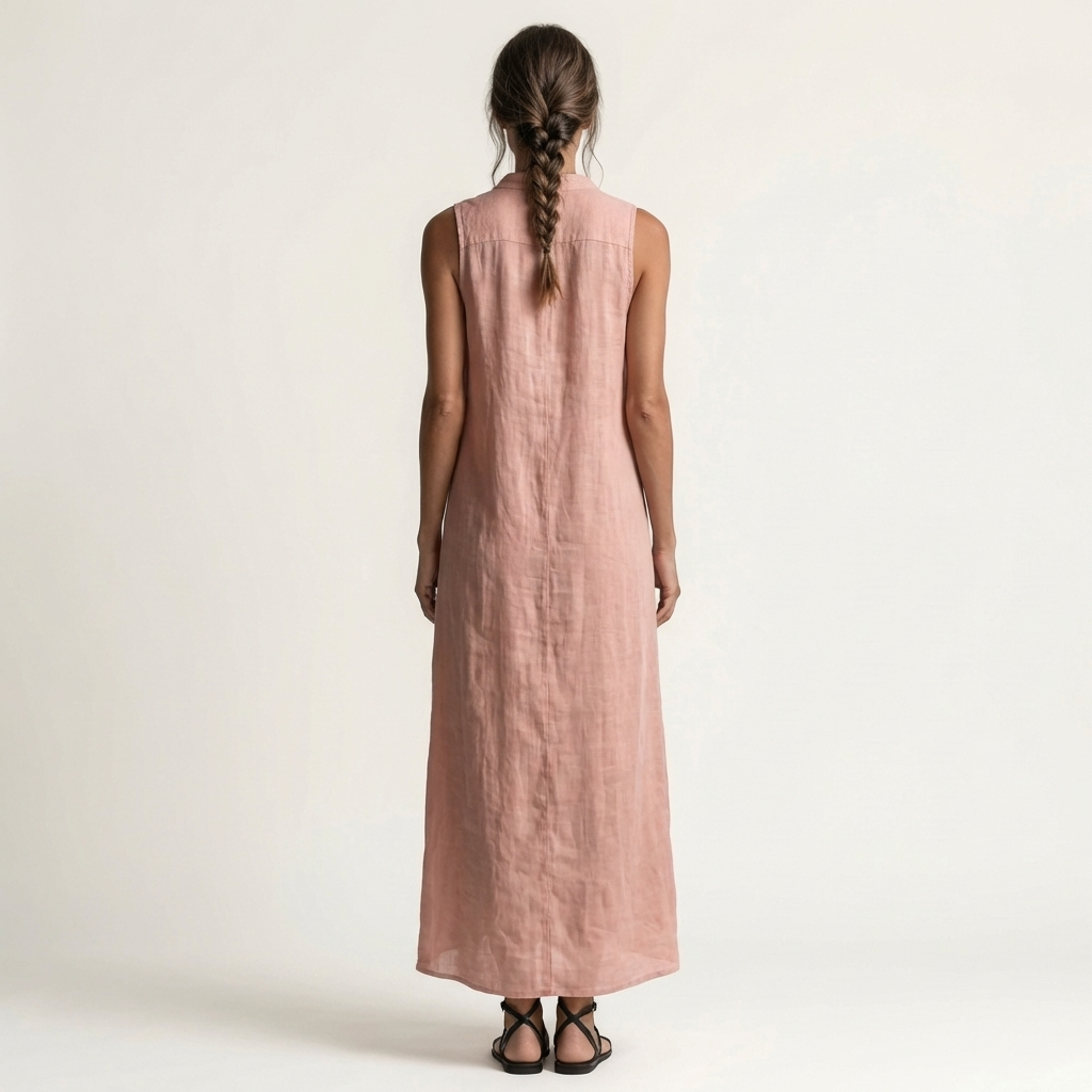 Mirabell | Hooded Button-Front Sleeveless Linen Maxi Dress