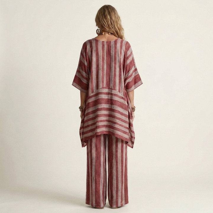 Kiara | Two-Piece Striped Cotton-Linen Set