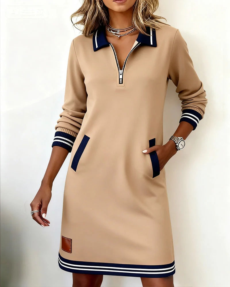 Lenora – Zip Collar Sweatshirt Dress