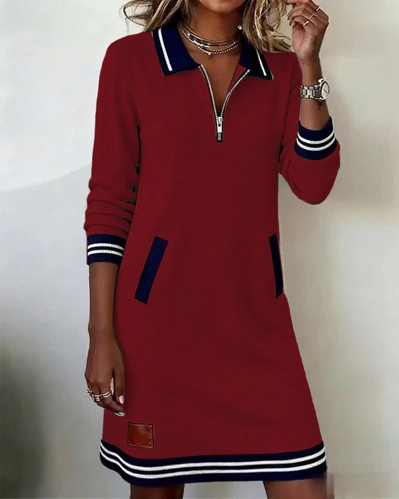 Lenora – Zip Collar Sweatshirt Dress