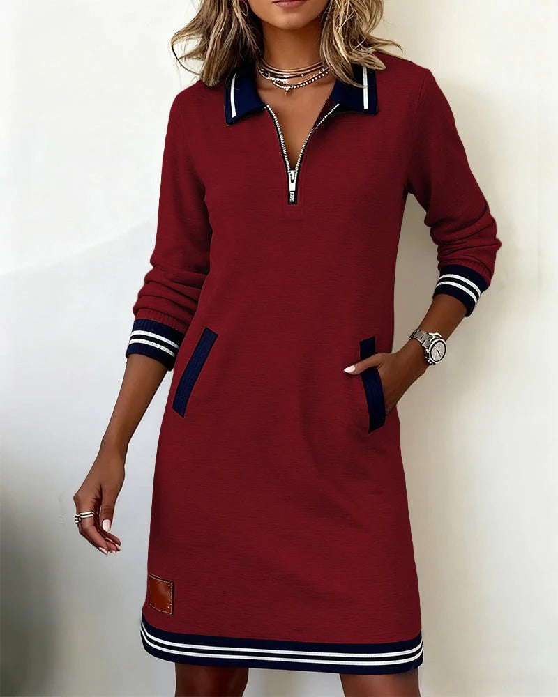 Lenora – Zip Collar Sweatshirt Dress