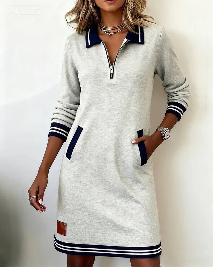 Lenora – Zip Collar Sweatshirt Dress